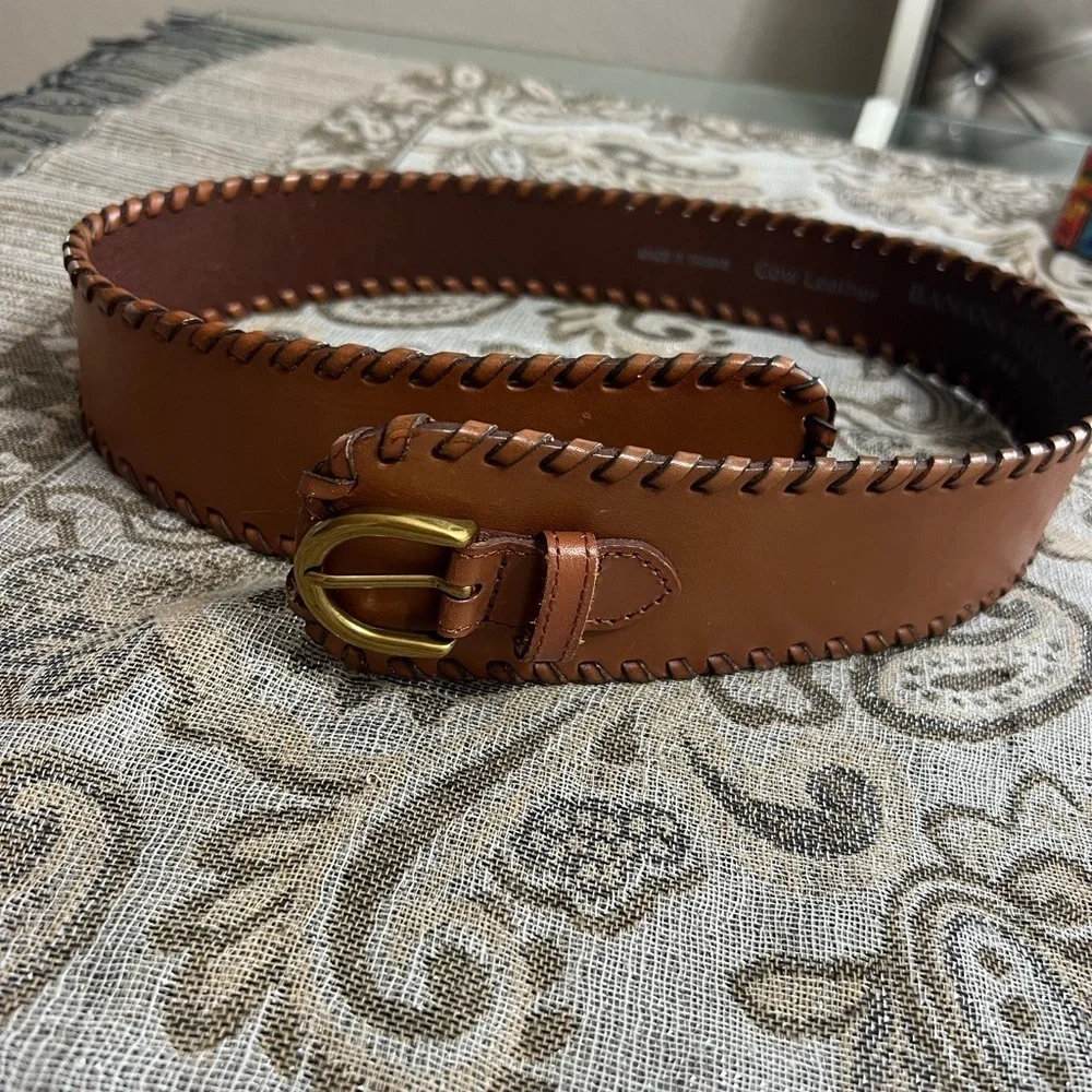 Banana Republic Tan Leather Belt with Gold Buckle